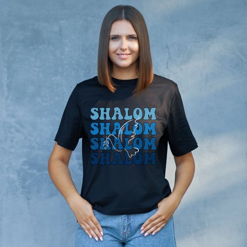 Blue and White Hebrew Shalom Peace T_Shirt