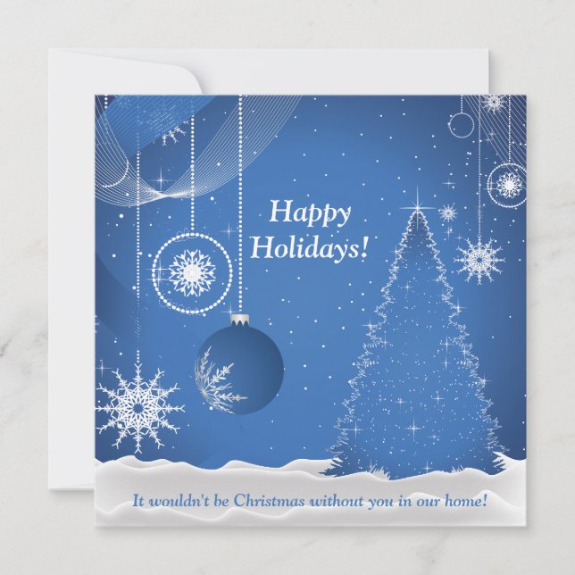 Blue and White Holiday Invitation (Front)