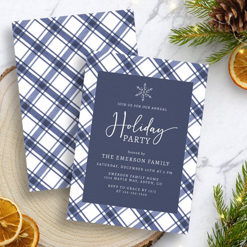 Blue and White Holiday Party Invitation