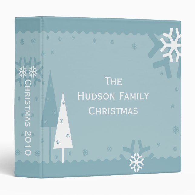 Blue and White Holiday Photo Album 3 Ring Binder (Front/Spine)