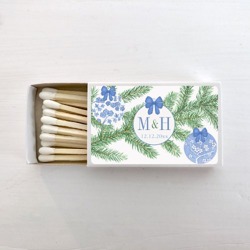 Blue And White Holidays Wedding or Anniversary Matchboxes