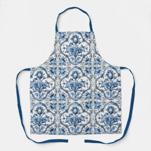 Blue and White Holland Pottery Tile  Apron