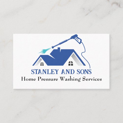 Blue and White Home Pressure Washing Business Card