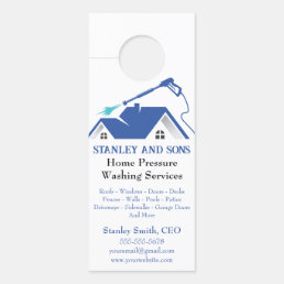 Blue and White Home Pressure Washing Door Hanger