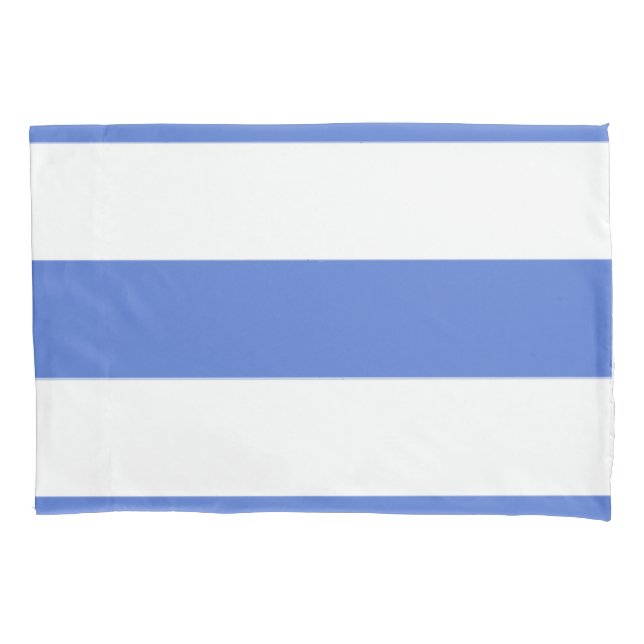 Blue and White Horizontal Stripe Pillow Case (Front)