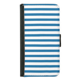 Blue and White Horizontal Stripe Wallet Phone Case For Samsung Galaxy S5