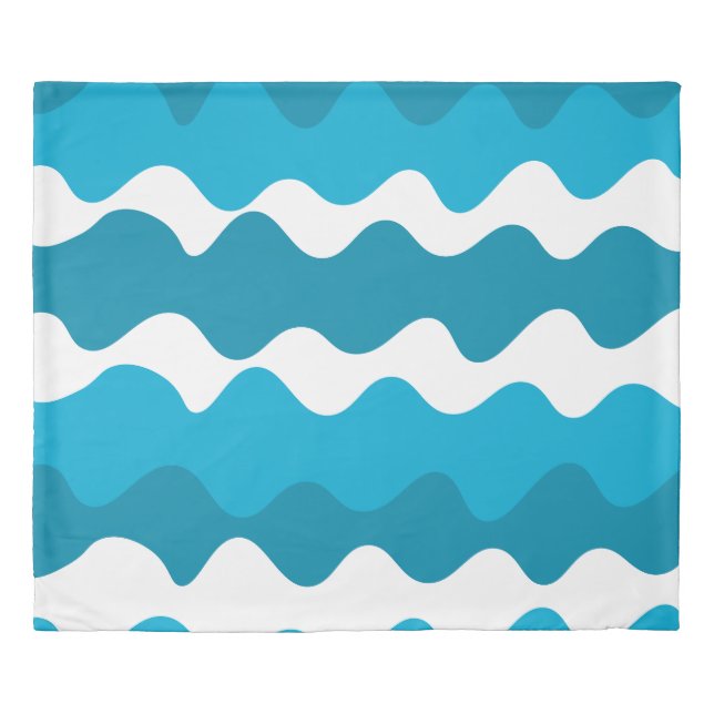 Blue and white horizontal waves pattern  duvet cover (Front)
