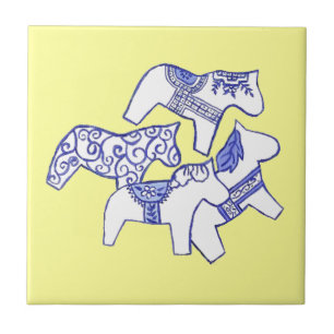 Blue and White Horse Tile