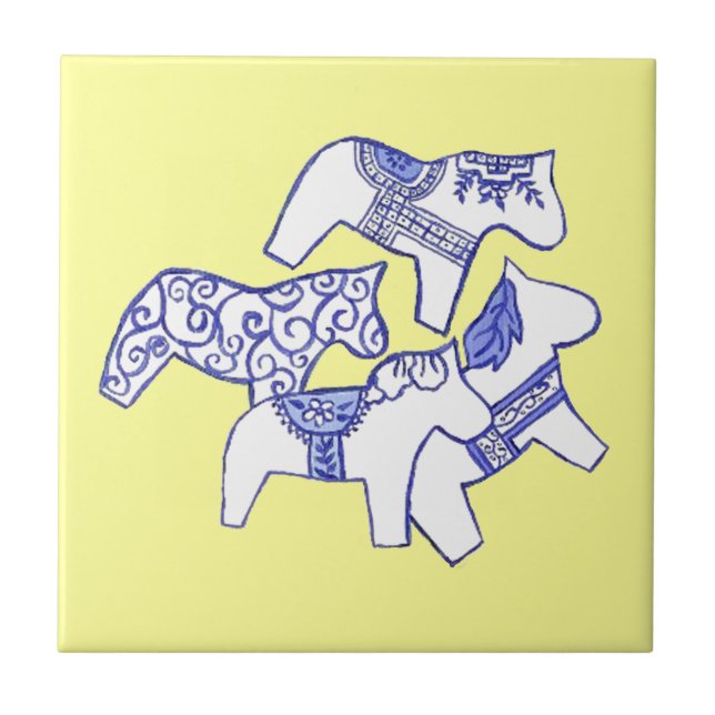 Blue and White Horse Tile (Front)
