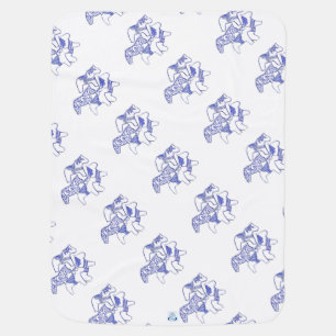 Blue and white horses baby blanket