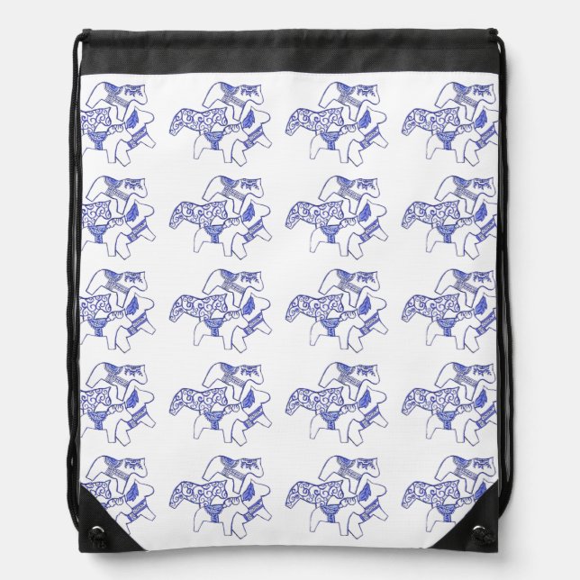 Blue and White Horses Backpack (Front)