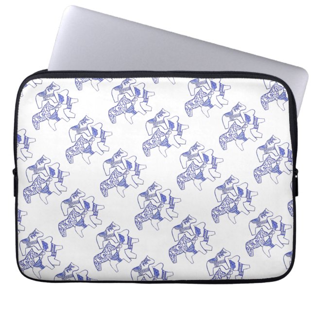 Blue and white horses Laptop sleeve (Front)