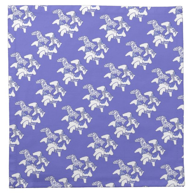 Blue and white horses napkins (Front)