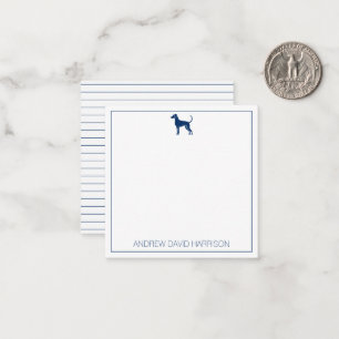Blue and White Hound Dog Silhouette Personalized Note Card