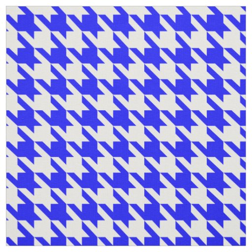 Blue and White Houndstooth Check Fabric