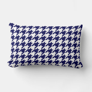 Blue and White Houndstooth Pattern Lumbar Pillow