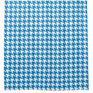 Blue and White Houndstooth Pattern Shower Curtain