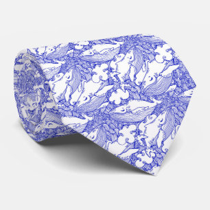 Blue And White Humpback Whale Neck Tie
