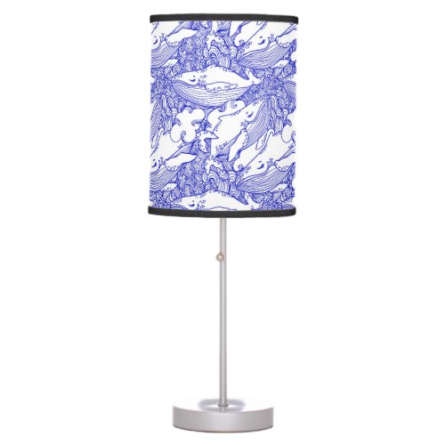 Blue And White Humpback Whale Table Lamp