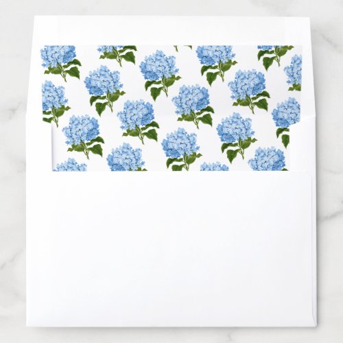 Blue and White Hydrangea Bloom Pattern Envelope Liner