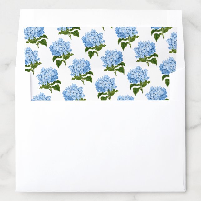 Blue and White Hydrangea Bloom Pattern Envelope Liner (In Envelope)