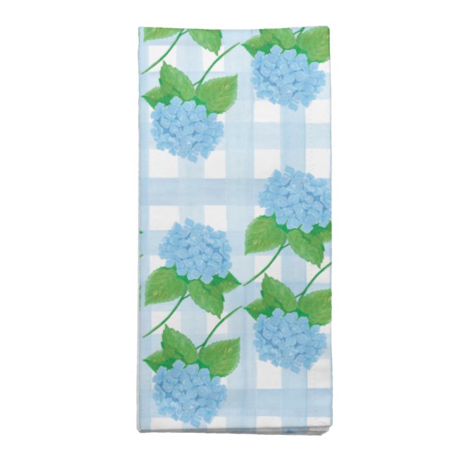 Blue and White Hydrangea Dinner Napkins (Folded)