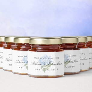 Blue and White Hydrangea Garden Wedding Favor Jar Honey Jar Favors