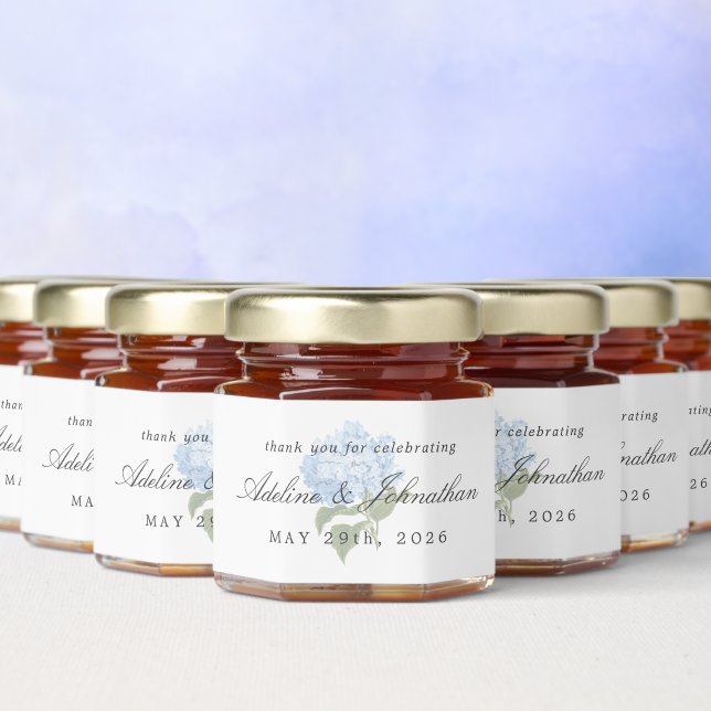 Blue and White Hydrangea Garden Wedding Favor Jar Honey Jar Favors (Multi)