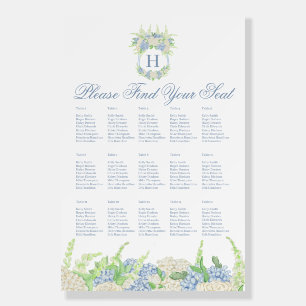 Blue and White Hydrangea Wedding Crest  Foam Board