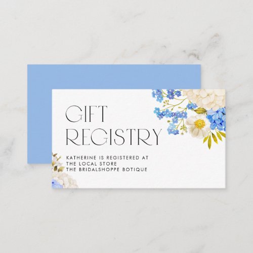 Blue and White Hydrangeas Baby Shower Registry Enclosure Card