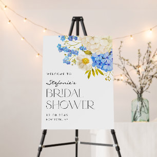 Blue and White Hydrangeas Bridal Shower Welcome Foam Board