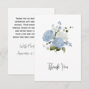 Blue and White Hydrangeas Floral Wedding Thank You Card