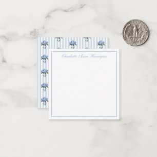 Blue and White Hydrangeas on Stripes Note Card