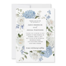 Blue and White Hydrangeas, White Roses Floral