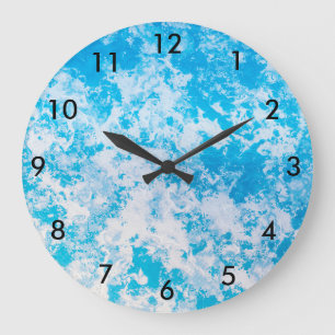Blue and white ice planet surface large clock