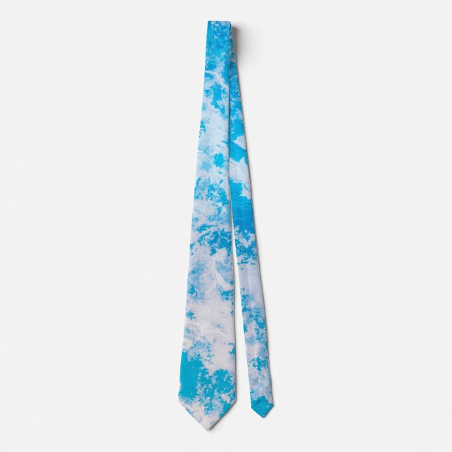 Blue and white ice planet surface neck tie (Front)