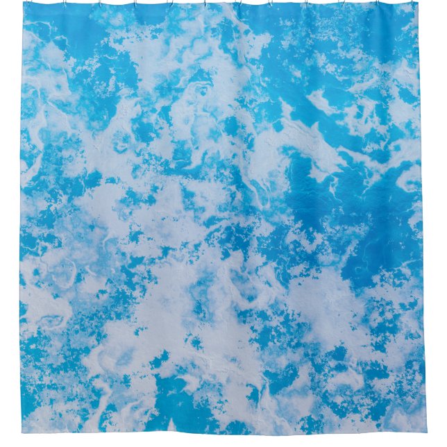 Blue and white ice planet surface shower curtain (Front)