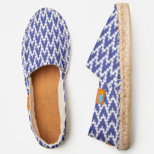 Blue And White Ikat Pattern Trendy Boho Chic Espadrilles