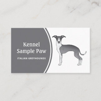 Blue And White Italian Greyhound Cartoon Dog Business Card