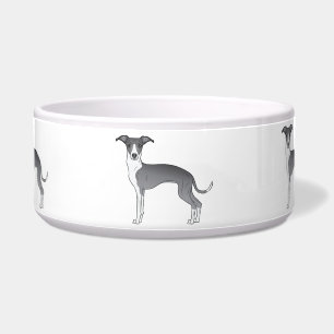 Blue And White Italian Greyhound Cartoon Dogs Bowl