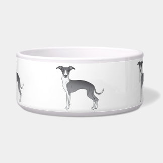 Blue And White Italian Greyhound Cartoon Dogs Bowl