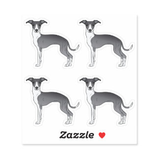 Blue And White Italian Greyhound Cartoon Dogs Sticker