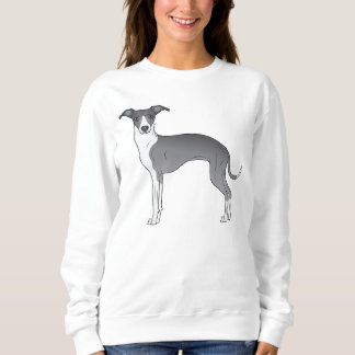 Blue And White Italian Greyhound Cartoon Drawing Sweatshirt