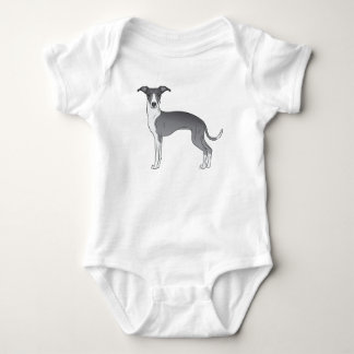 Blue And White Italian Greyhound Cute Cartoon Dog Baby Bodysuit