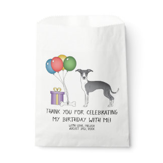 Blue And White Italian Greyhound Cute Dog Birthday Favor Bag