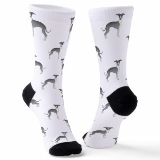 Blue And White Italian Greyhound Cute Dog Pattern Socks