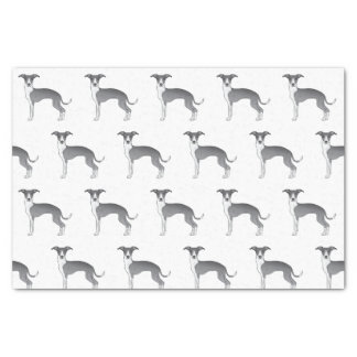 Blue And White Italian Greyhound Cute Dog Pattern Tissue Paper