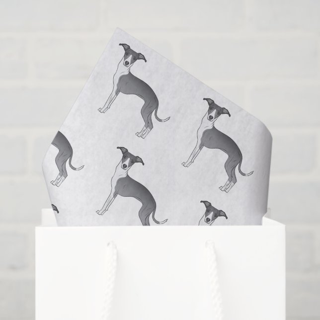 Blue And White Italian Greyhound Cute Dog Pattern Tissue Paper (Gift Bag)