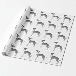 Blue And White Italian Greyhound Cute Dog Pattern Wrapping Paper