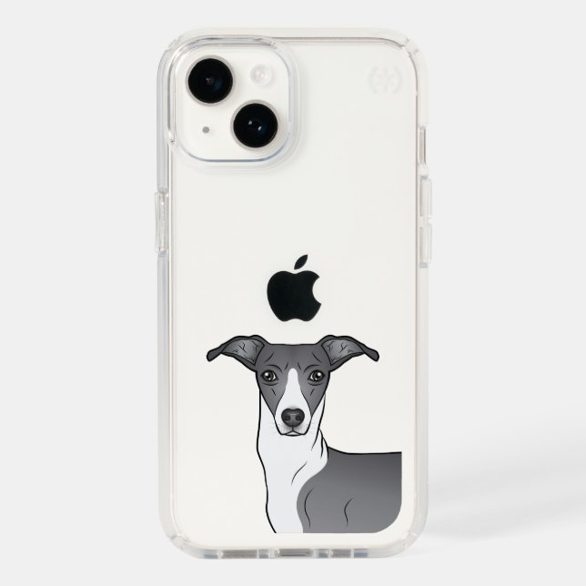 Blue And White Italian Greyhound Dog Head Speck iPhone Case (Front)